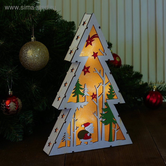 Декор с подсветкой «Большая ёлка», батарейки AAх2 (нет в комплекте), свечение желтое Декор с подсветкой «Большая ёлка», батарейки AAх2 (нет в комплекте), свечение желтое