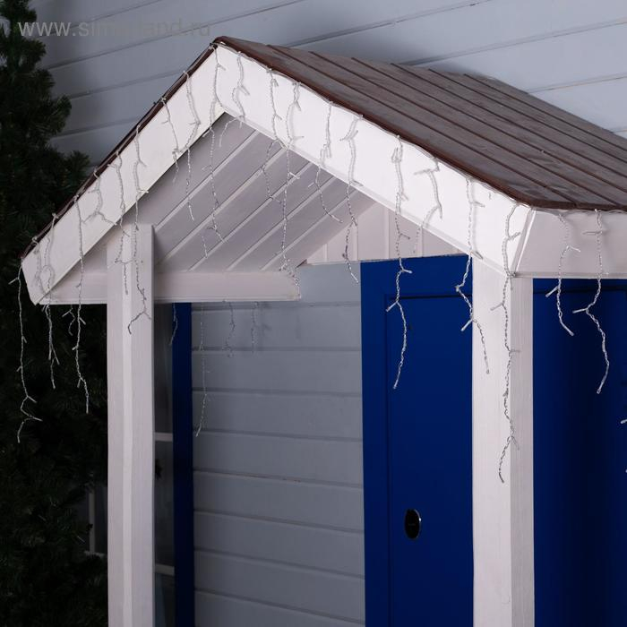 Гирлянда &laquo;Бахрома&raquo; 4 &times; 0.6 м, IP44, прозрачная нить, 180 LED, свечение синее, мерцание белым, 220 В