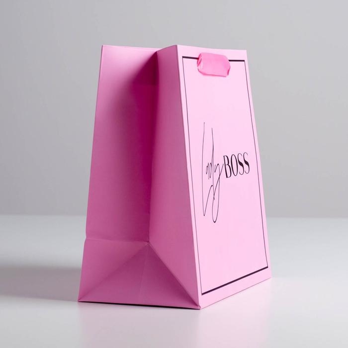 Пакет подарочный ламинированный квадратный, упаковка, &laquo;Lady Boss&raquo;, 22 х 22 х 11 см