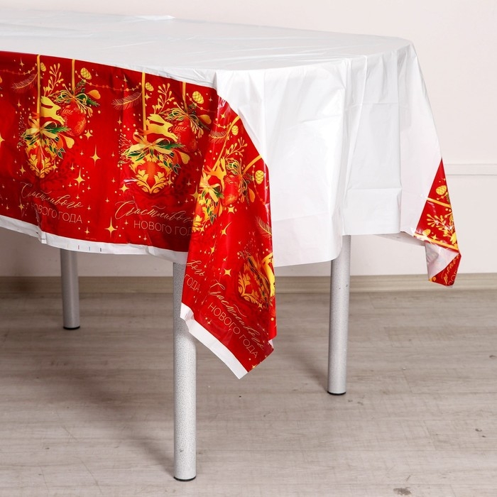 Новогодняя скатерть одноразовая &laquo;Счастливого нового года&raquo;, 137х180 см