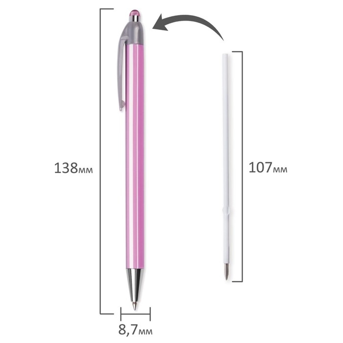 Ручка шариковая автоматическая BRAUBERG Sakura, узел 0.5 мм, чернила синие