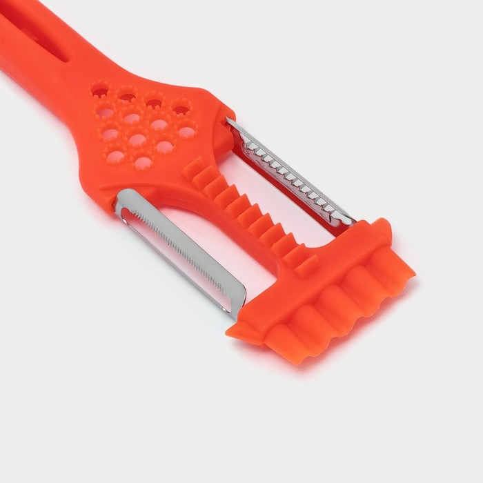 Овощерезка - рыбочистка фигурная 2 в 1 с тёркой Доляна, 21,5&times;6 см, цвет оранжевый