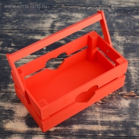 Кашпо деревянное 24.5&times;13.5&times;9 см "Двушка Лайт" реечное, сердце, красный Дарим Красиво