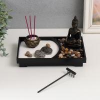 Сад Дзен "Бронзовый Будда" песок+аромапалочки+камни 22х15х12,5 см Сад Дзен "Бронзовый Будда" песок+аромапалочки+камни 22х15х12,5 см