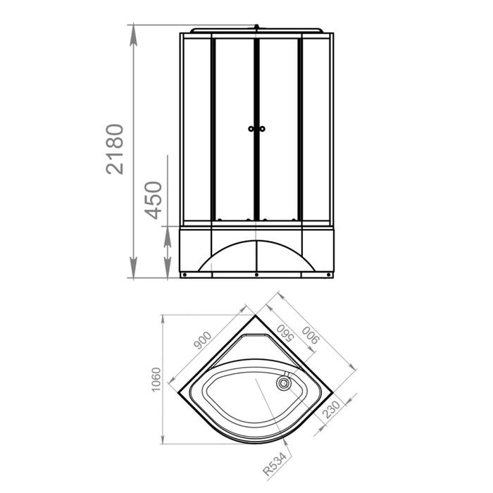 Душевая кабина DOMANI-Spa Delight 99, поддон 45 см, белые стенки, прозрачное стекло, 90х90