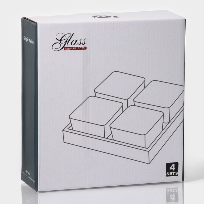 Менажница стеклянная Magistro &laquo;Званый прием&raquo;, 4 секции, 250 мл, 22,5&times;19&times;6 см