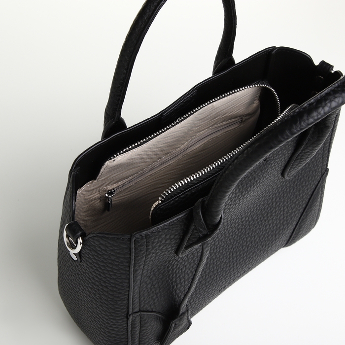 Сумка женская на молнии, TEXTURA, маленький размер, цвет чёрный Сумка женская на молнии, TEXTURA, маленький размер, цвет чёрный