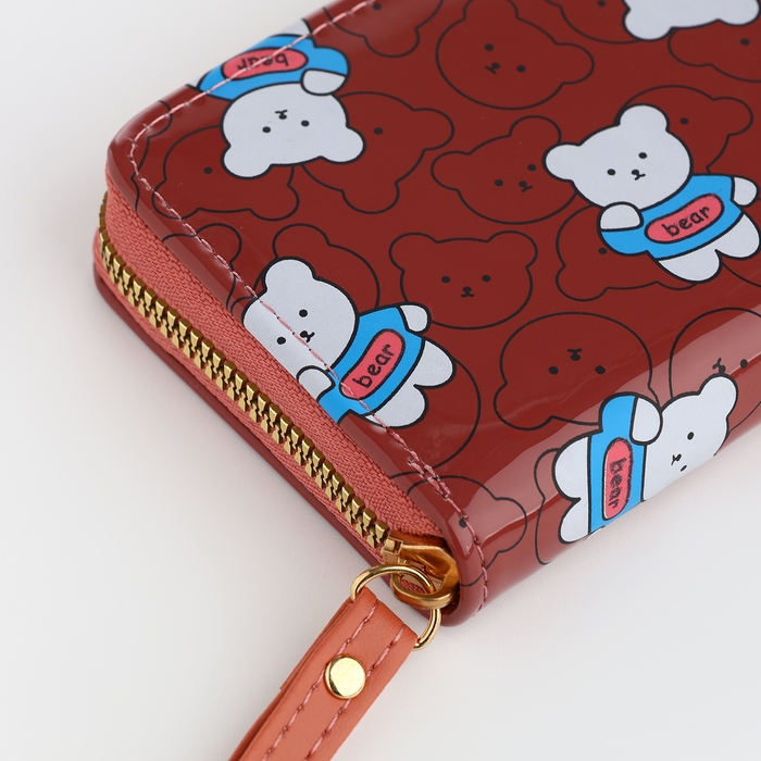 Кошелёк детский на молнии, цвет коричневый