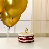 Свечи для торта + 5 шаров, цифра 9, золото Свечи для торта + 5 шаров, цифра 9, золото