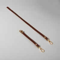 Ручка для сумки из натуральной кожи, регулируемая, с карабинами, 60 &plusmn; 2 см &times; 1,2 см, цвет коричневый/золотой