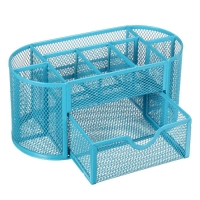 Подставка для канцелярских мелочей 9 отделений, сетка металл, голубая Подставка для канцелярских мелочей 9 отделений, сетка металл, голубая