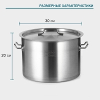 Кастрюля из нержавеющей стали Hanna Kn&ouml;vell, 15 л, d=30 см, h=20 см, толщина 0,8 мм, дно ТРС, толщина дна 4,4 мм, 201 сталь, металлическая крышка, индукция
