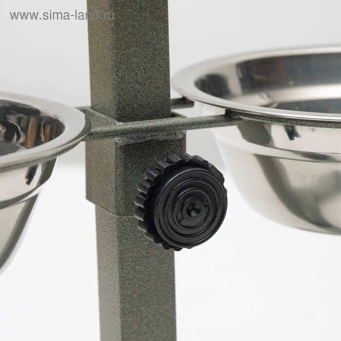 Подставка с мисками, 2 х 350 мл, высота 30 см, разборная, зелёная Подставка с мисками, 2 х 350 мл, высота 30 см, разборная, зелёная