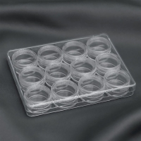 Контейнер для рукоделия, 12 баночек d = 2,3 см, 12,5 × 9,5 × 2 см, цвет прозрачный Контейнер для рукоделия, 12 баночек d = 2,3 см, 12,5 × 9,5 × 2 см, цвет прозрачный