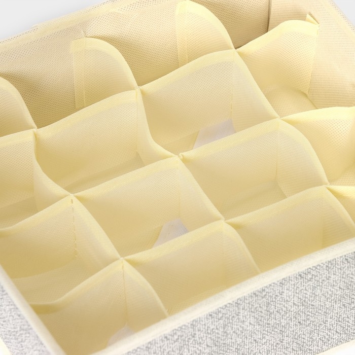 Органайзер для хранения белья Доляна &laquo;Европа&raquo;, 16 ячеек, 27&times;25&times;10 см, цвет бежевый