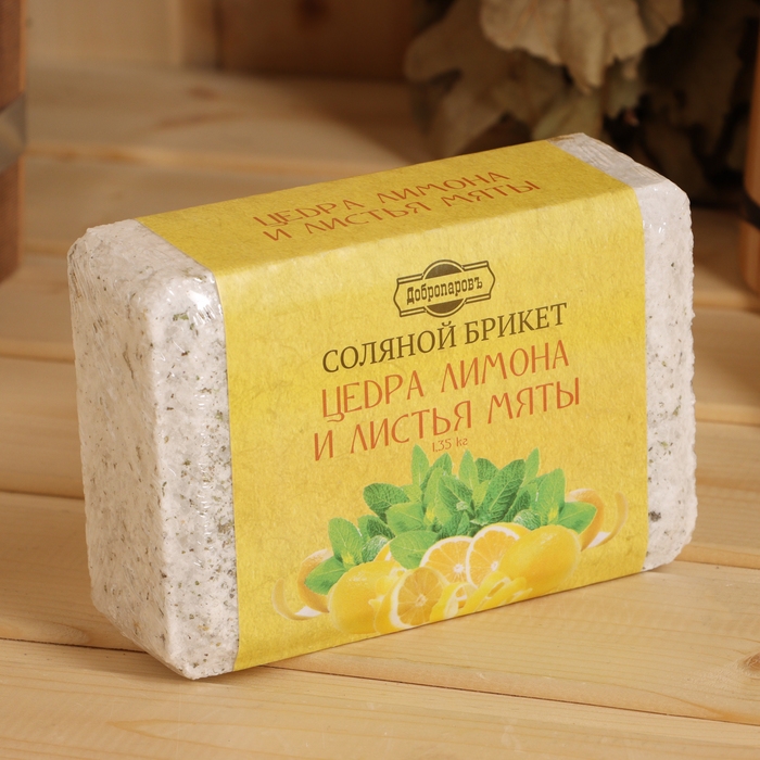 Соляной брикет Соляной брикет "Цедра лимона и листья мяты" 1,35 кг