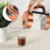 Чайник электрический Kitfort КТ-6656, стекло, 1.5 л, 2200 Вт, цвет медь Чайник электрический Kitfort КТ-6656, стекло, 1.5 л, 2200 Вт, цвет медь