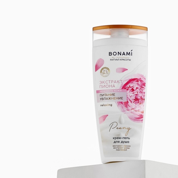 Гель для душа с пантенолом, увлажнение и питание, 250 мл, аромат пиона и розы, BONAMI