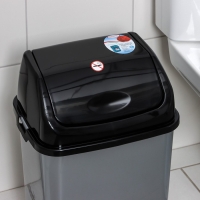 Ведро для мусора &laquo;Камелия&raquo;, 18 л, цвет серебристый перламутр/чёрный