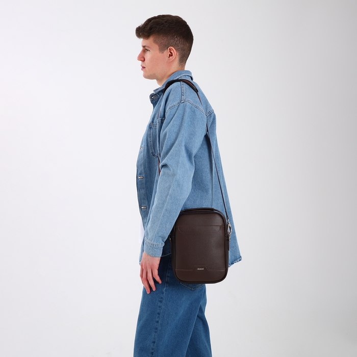 Сумка мужская через плечо TEXTURA, искусственная кожа, цвет коричневый