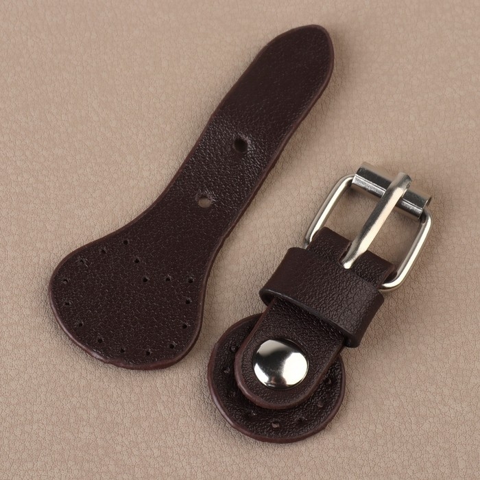 Застёжка для сумки на кнопке, 8 &times; 3 см, цвет коричневый