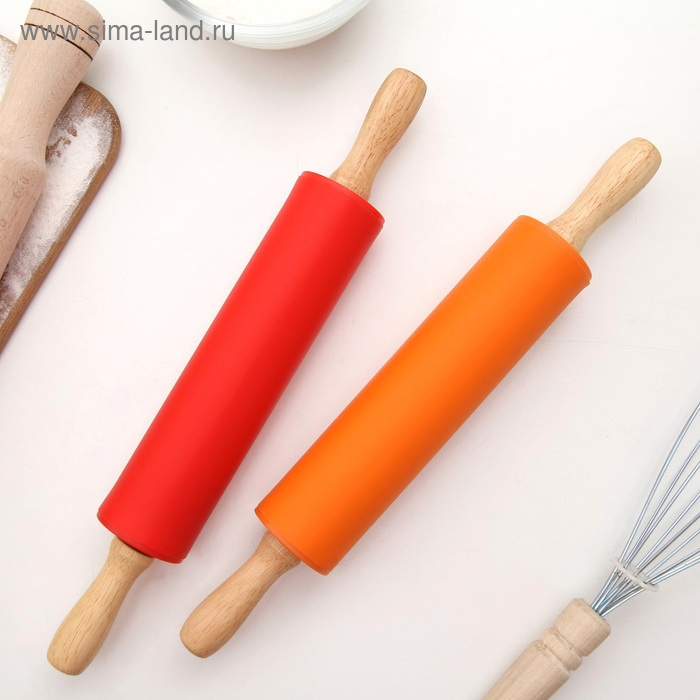 Скалка Доляна &laquo;Валенсия&raquo;, 30&times;4 см, рабочая часть 17,5 см, цвет МИКС