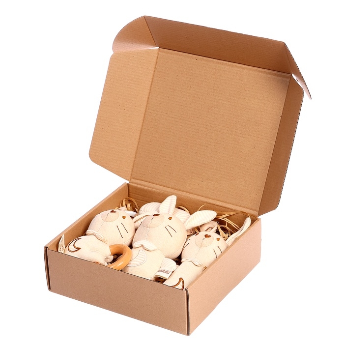 Подарочный набор для новорождённых &laquo;Зайчик&raquo;, 3 мягкие погремушки