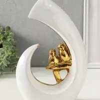 Сувенир керамика "Две птички. Абстракция" белый с золотом 8х20х29 см