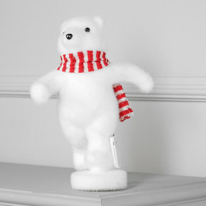 Светодиодная фигура &laquo;Бегущий мишка&raquo; 14 &times; 26 &times; 13 см, флок, батарейки CR2032х2 (в комплекте), свечение тёплое белое