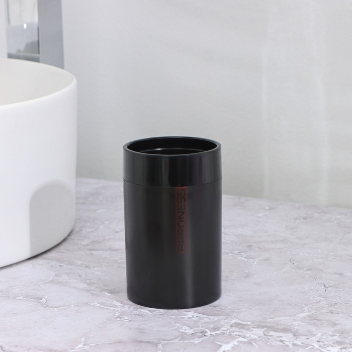 Стакан для зубных щёток, 7&times;7&times;11,5 см, цвет чёрный