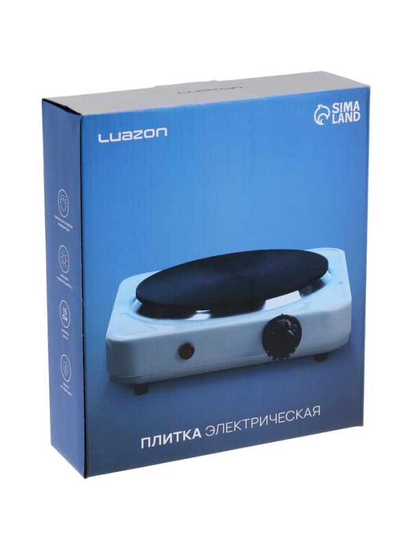 Плитка электрическая Luazon LHP-002, 1 конфорка, 1000 Вт, нагреватель диск, белая