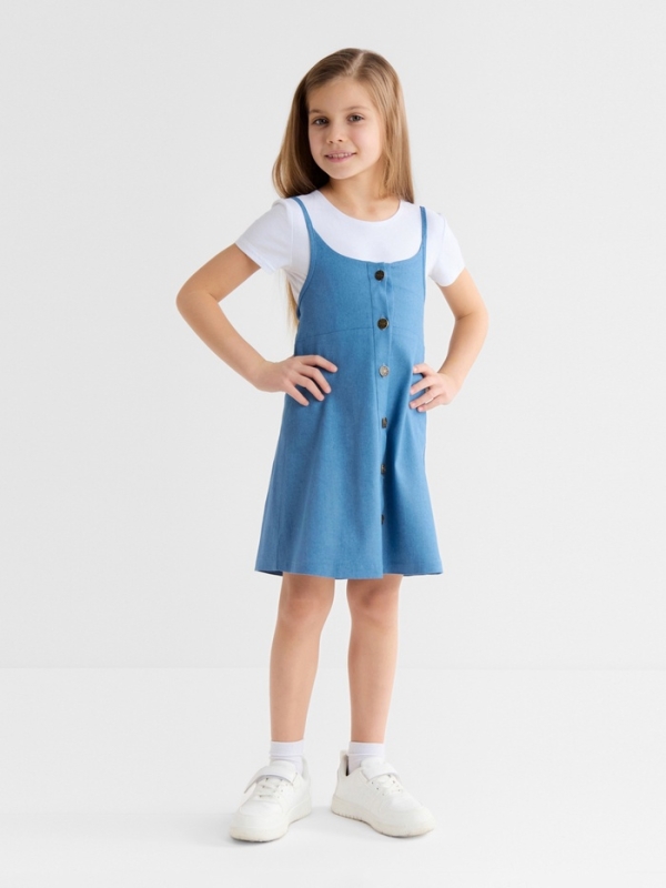 Сарафан для девочки MINAKU: Jeans collection, цвет голубой, рост 122 см