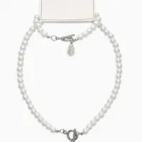 Набор 2 пред-та: бусы.браслет "Жемчуг", капелька, цвет белый в серебре L=18/42см №8