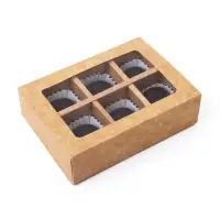Коробка для 6 конфет с окном, крафт, 13.7&times;9.85&times;3.85 см