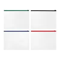 Папка-конверт на ZIP-молнии А4, 120 мкм, ErichKrause Fizzy Clear, c цветной молнией, до 100 листов, микс