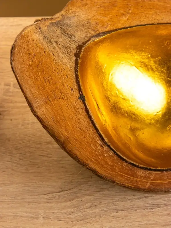 Чаша из кокоса, 15.5&times;21&times;7 см, коричнево-золотая