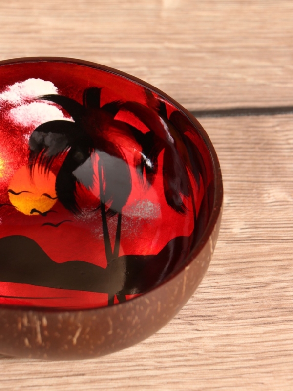 Чаша "Малиновый закат" 14х14х6 см, кокос