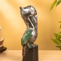 Сувенир интерьерный "Пеликан" 10х10х33 см, дерево, цв. серебро