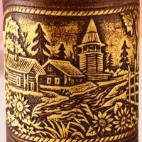 Туес "Деревенька", D8смхH(с хватком)15,5см, береста