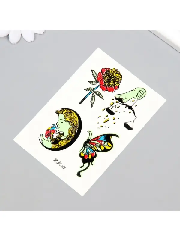 Переводные тату на тело светящиеся цветные &laquo;Выбор сердца&raquo;, 14.3&times;7.5 см