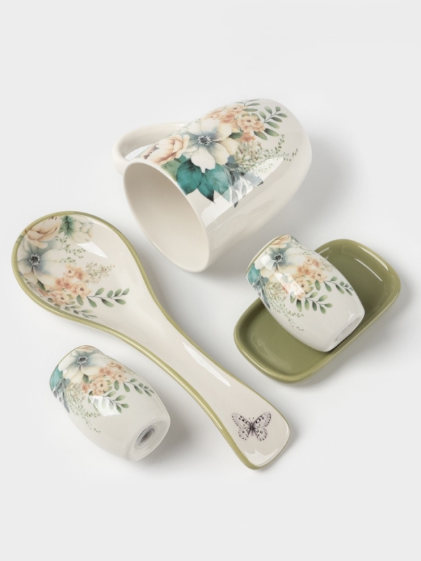 Чайная пара Доляна "Цветы" цвет белый  чашка 250 мл, блюдце 15 см