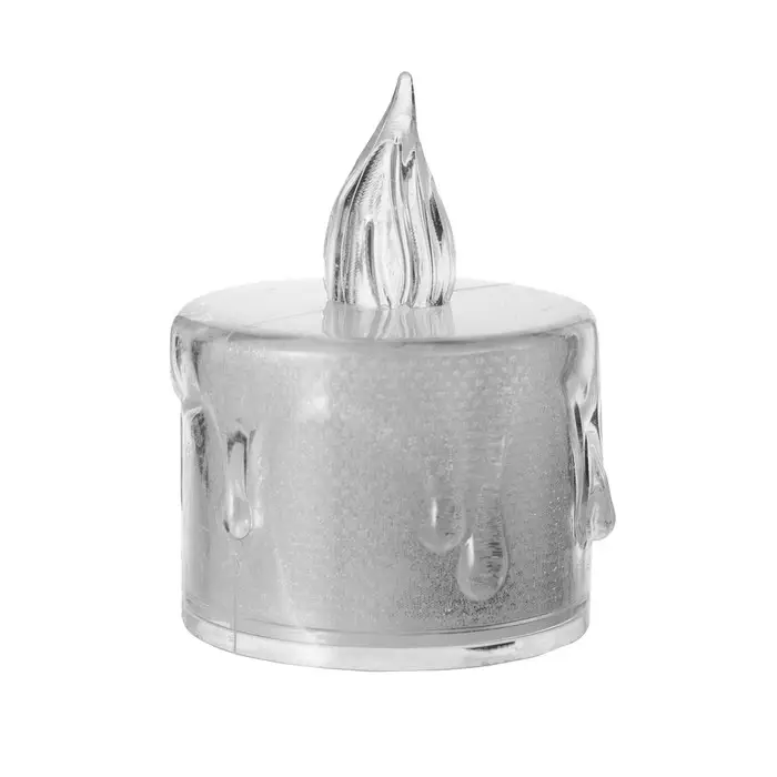 Светодиодная свеча, ночник LED RISALUX &laquo;Морозная&raquo;, 3000К, от батареек AG13, белый, 3.5&times;3.5&times;5 см