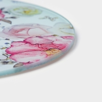 Доска разделочная стеклянная Доляна &laquo;Цветы&raquo;, d=20 см