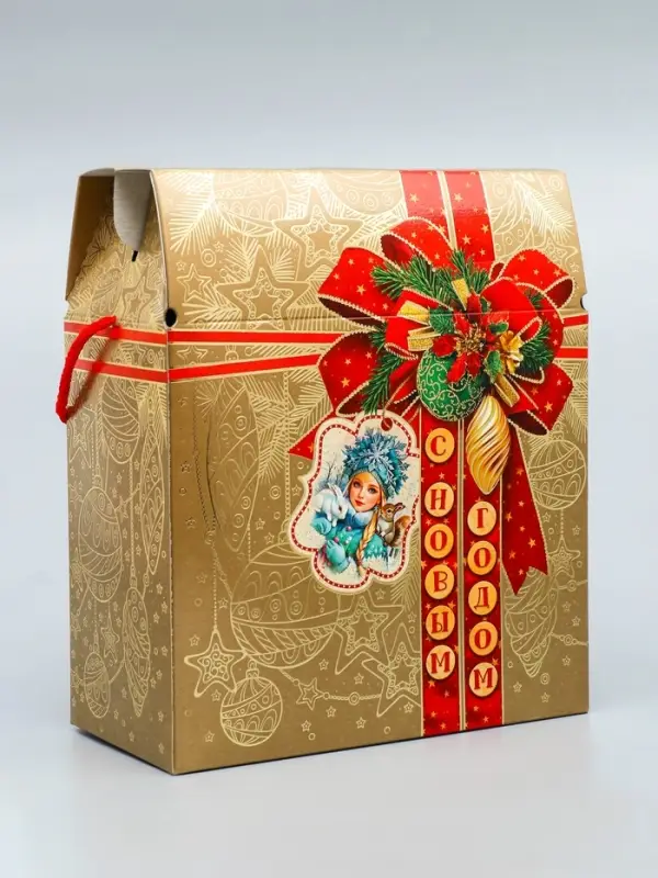 Коробка подарочная новогодняя &laquo;Золотая сумка&raquo; 21.5&times;25.6&times;11 см