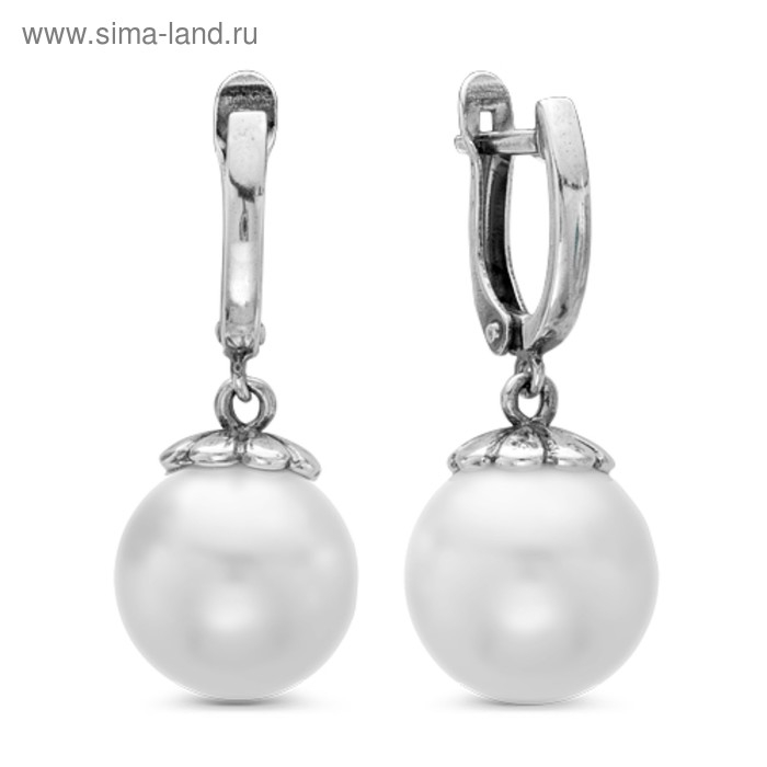 Серьги «Жемчуг» шарик, посеребрение с оксидированием Серьги «Жемчуг» шарик, посеребрение с оксидированием