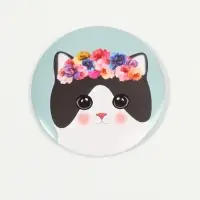 Зеркало карманное &laquo;Кошки&raquo;, d=7 см, голубое