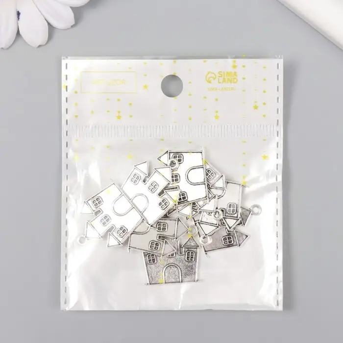 Металлический элемент, декоративная подвеска &laquo;Арт Узор. Замок&raquo;, серебро, 2.4&times;2.1 см