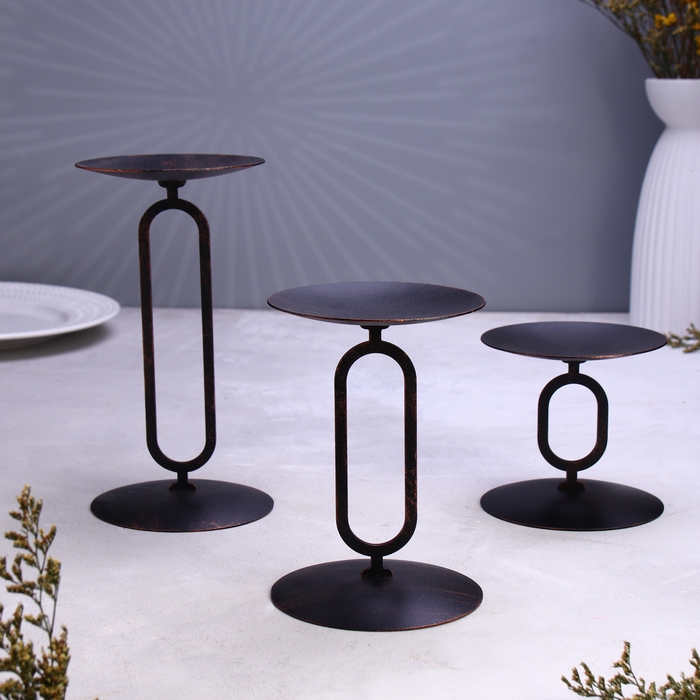 Набор подсвечников 10х20; 10х15; 10х10 см, чёрный