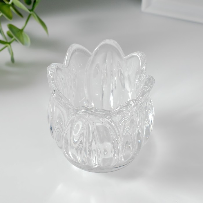 Подсвечник стекло на 1 свечу "Подснежник" прозрачный 7х7х7 см