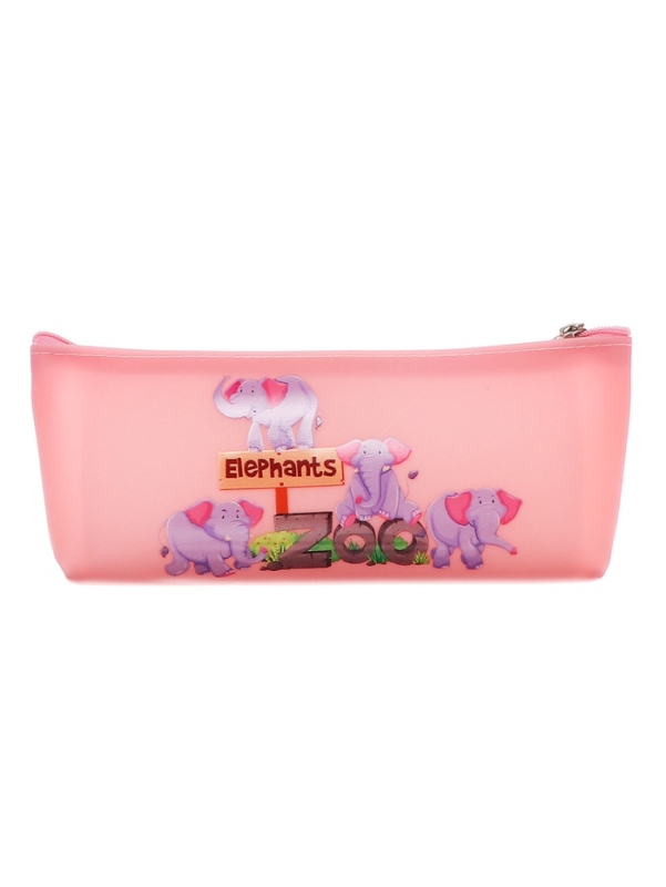 Пенал школьный на молнии Зоопарк  Розовый